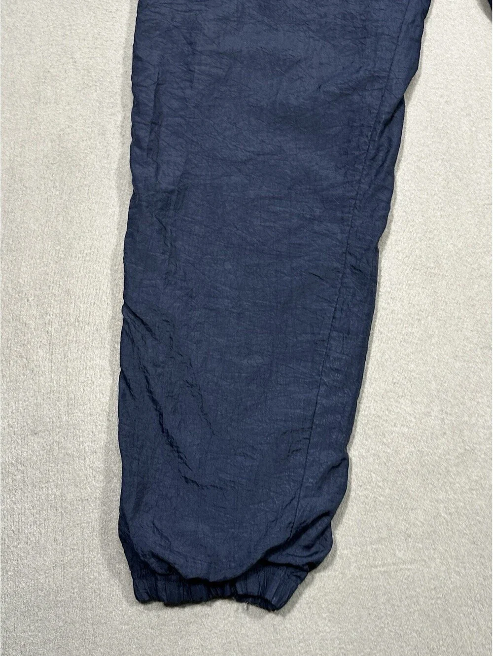 Vintage Reebok Track Pants Mens Large Navy Nylon Joggers Y2K Windbreaker